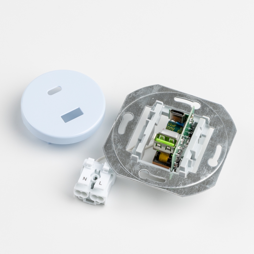 Kliklap - Retro USB zásuvka A+C s rámikom, modrá