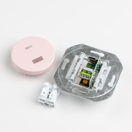 Kliklap - Retro USB zásuvka A+C s rámikom, staroružová