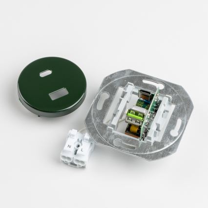 Kliklap - Retro USB zásuvka A+C s rámikom zelená