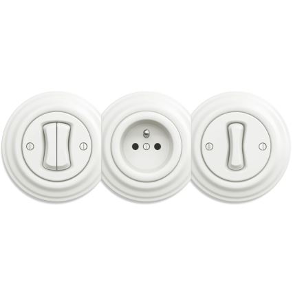 Kliklap - Retro zásuvka domová bez rámika SCHUKO 230V/16A biela