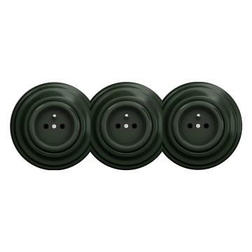 Kliklap - Trojitá retro zásuvka do domácnosti s rámčekom 230V zelená