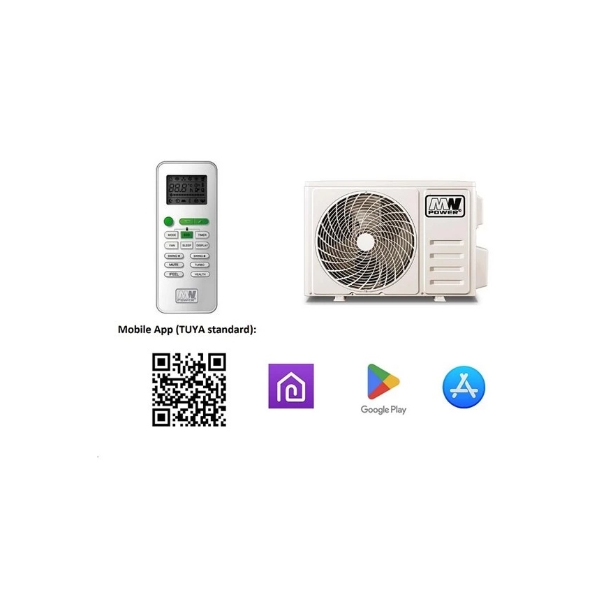 Klimatizácia 09K V1 2,6 kW Wi-Fi Tuya biela + diaľkové ovládanie