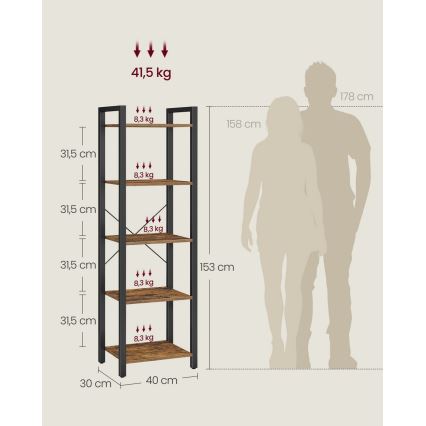 Knižnica NAVARO hnedá/čierna