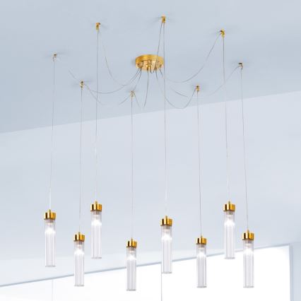 Kolarz 6009.30830 - Luster na lanku RAGGIO 8xE14/25W/230V pavúk 24K zlatý