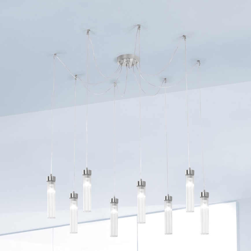 Kolarz 6009.30850 - Luster na lanku RAGGIO 8xE14/25W/230V pavúk striebro