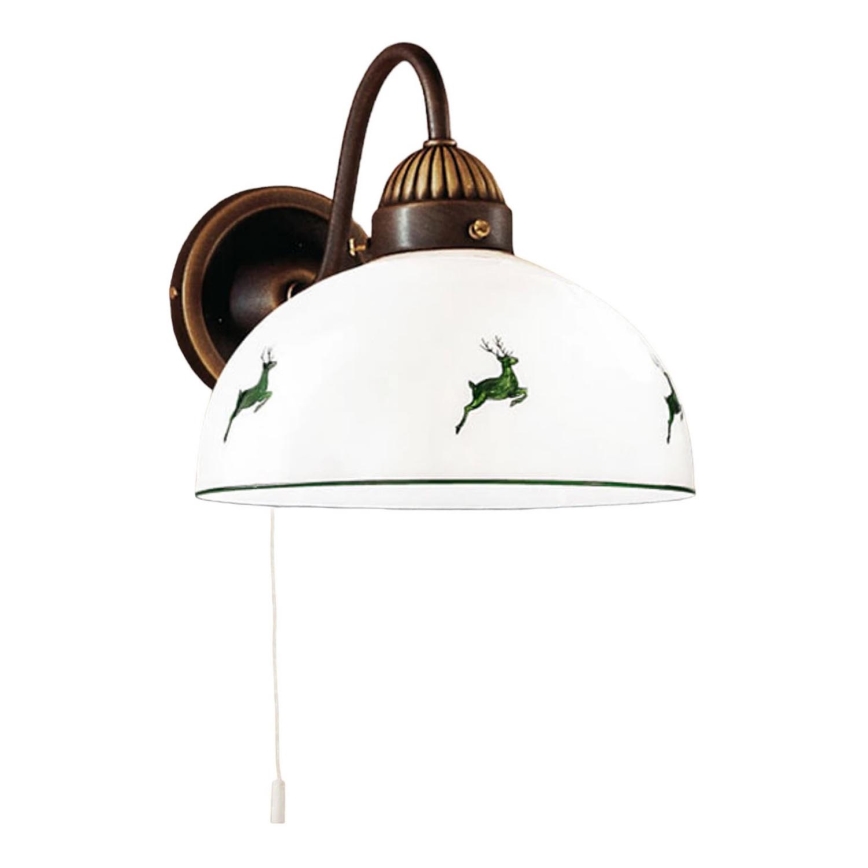 Kolarz 731.61.100 - Nástenná lampa NONNA 1xE27/75W/230V hnedá/jelene zelená