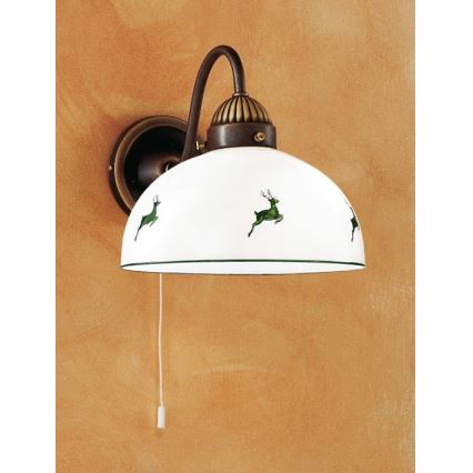Kolarz 731.61.100 - Nástenná lampa NONNA 1xE27/75W/230V hnedá/jelene zelená