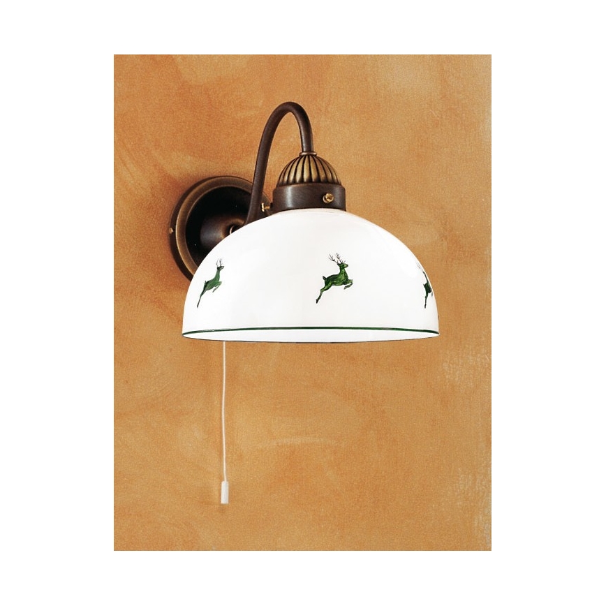 Kolarz 731.61.100 - Nástenná lampa NONNA 1xE27/75W/230V hnedá/jelene zelená
