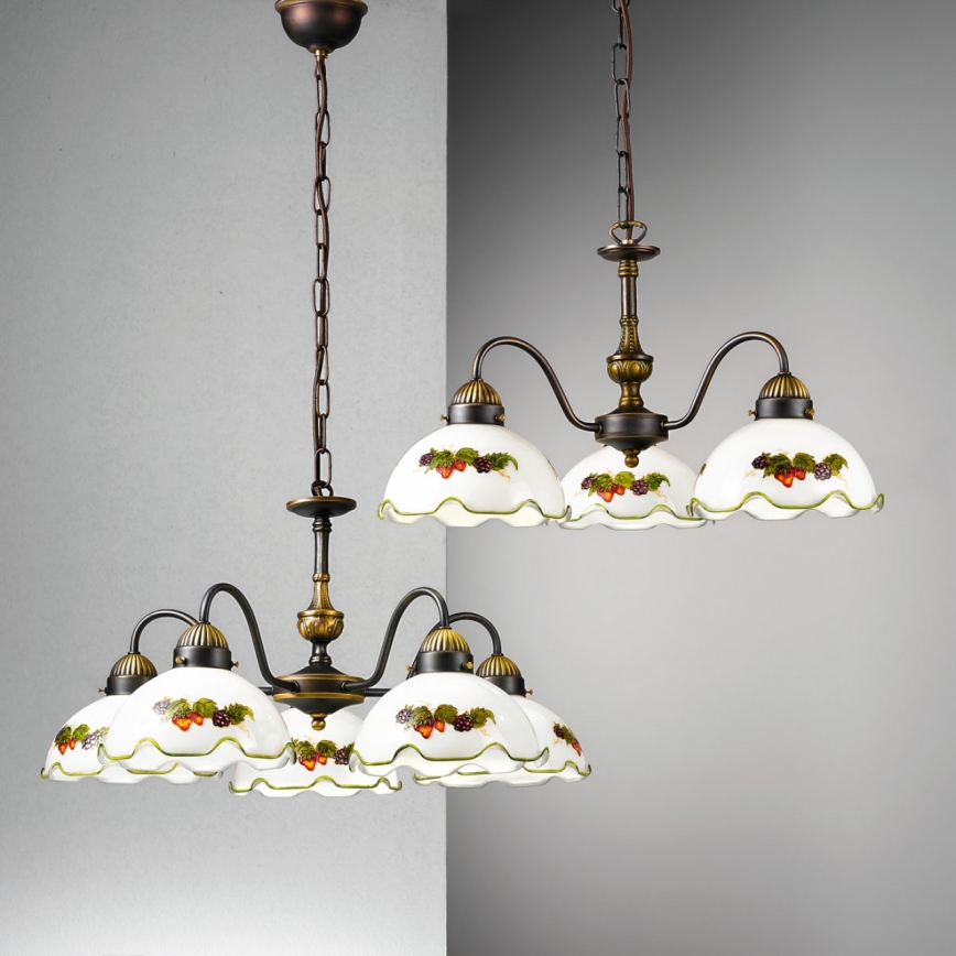 Kolarz 731.83.113 - Závesný luster na reťazi NONNA 3xE27/75W/230V vínová/jahodová