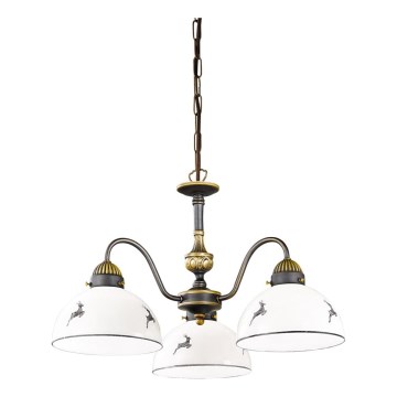 Kolarz 731.83.133 - Luster na reťazi NONNA 3xE27/75W/230V jelene šedá