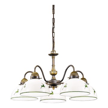 Kolarz 731.85.100 - Luster na reťazi NONNA 5xE27/75W/230V jelene zelená