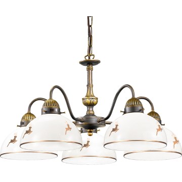 Kolarz 731.85.150 - Luster na reťazi NONNA 5xE27/75W/230V s parožím, ružové zlato