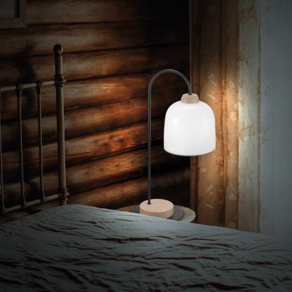 Kolarz A1352.71.Gr - Stolná lampa NONNA 1xE27/60W/230V dub/biela/šedá