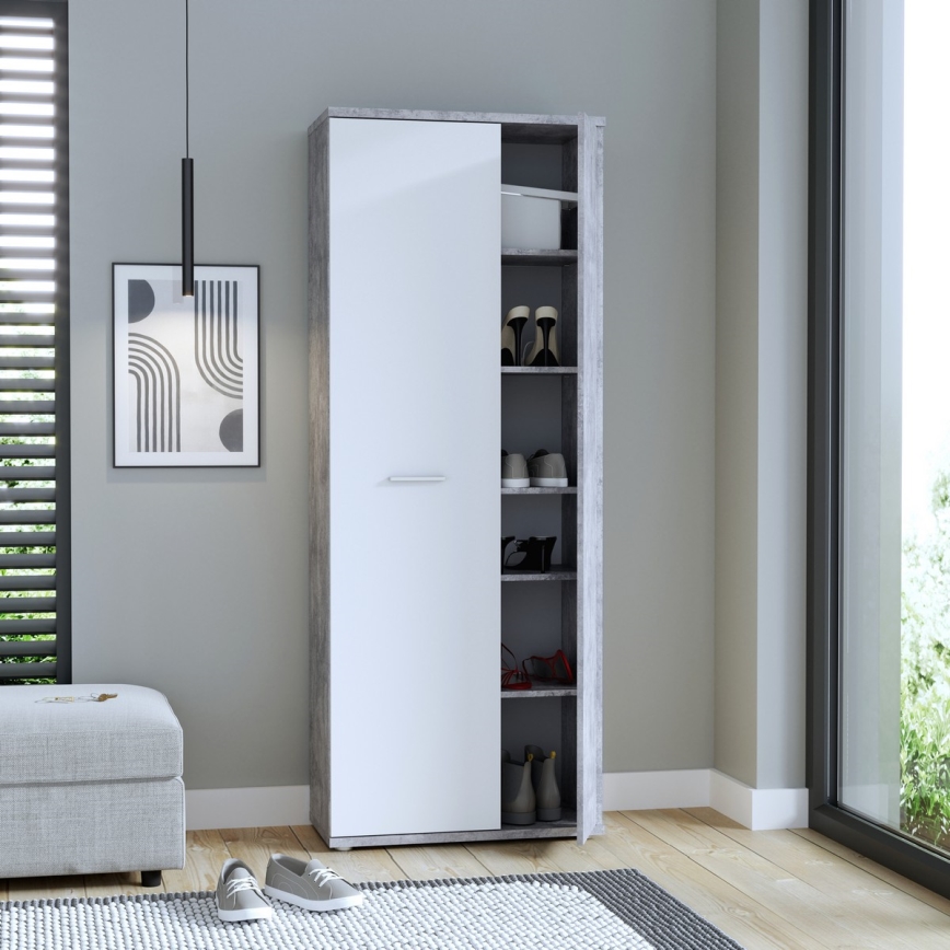 Komoda/Botník SIMO biela/betónovo sivá