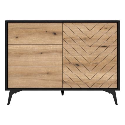 Komoda DIAMOND 77x104 cm čierna/dub evoke