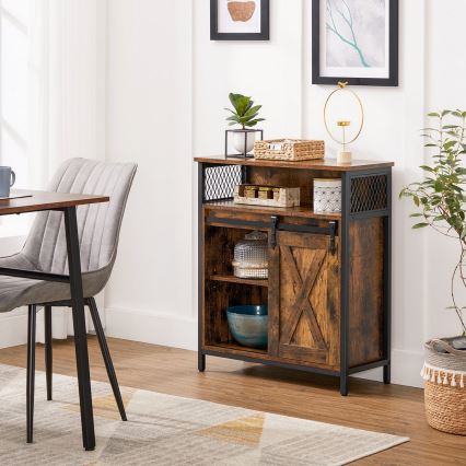 Komoda s posuvnými dverami FIRA hnedá/čierna