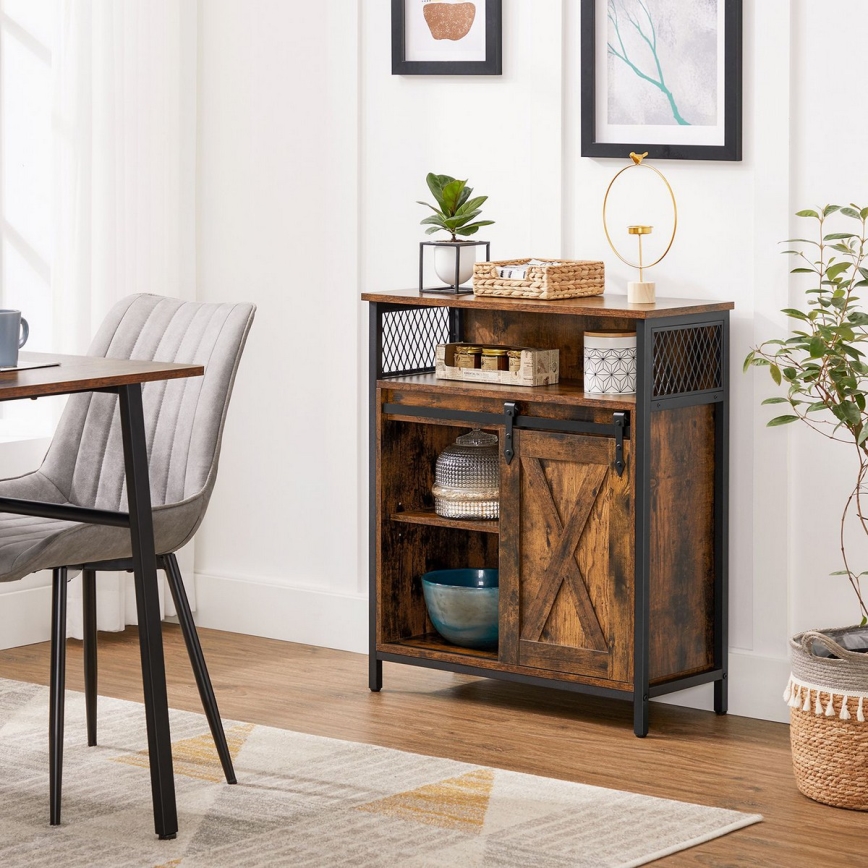 Komoda s posuvnými dverami FIRA hnedá/čierna