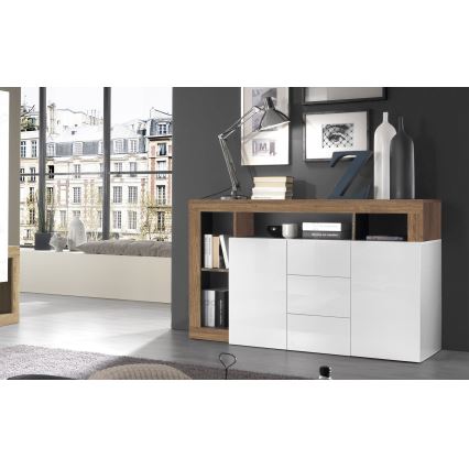 Komoda LENOR 146x93x42 cm biela/dub