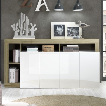 Komoda LENOR 184x93x42 cm biela/svetlý dub