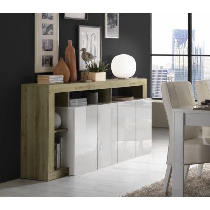 Komoda LENOR 184x93x42 cm biela/svetlý dub
