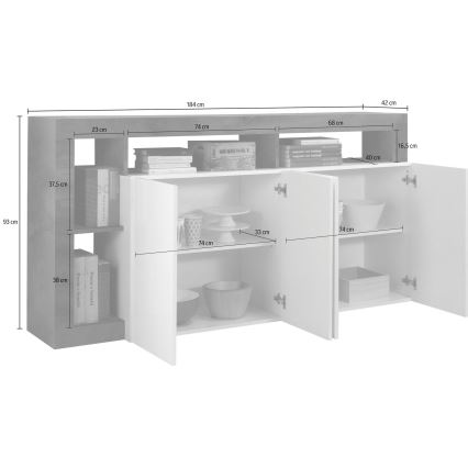 Komoda LENOR 184x93x42 cm biela/svetlý dub