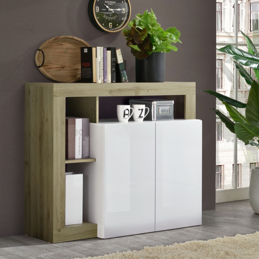 Komoda LENOR biela/hnedá