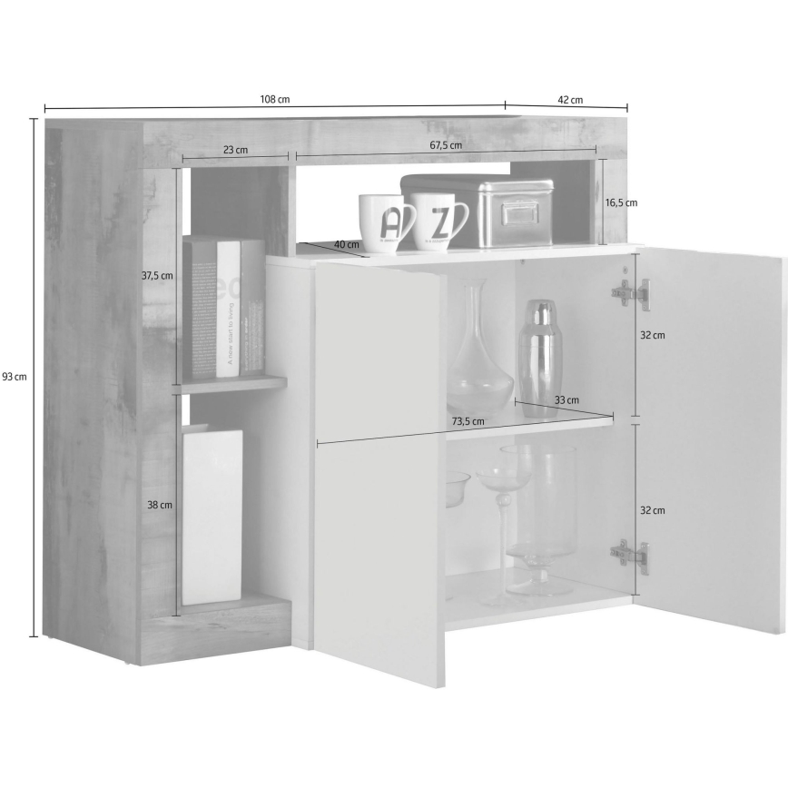 Komoda LENOR biela/hnedá