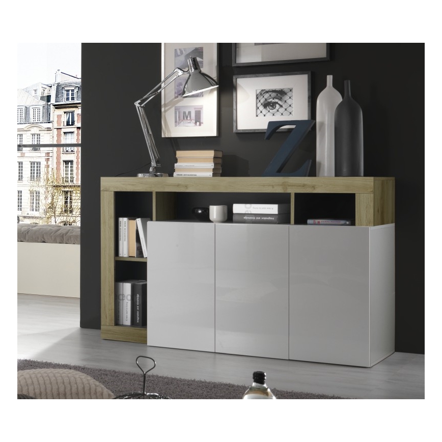 Komoda LENOR biela/hnedá