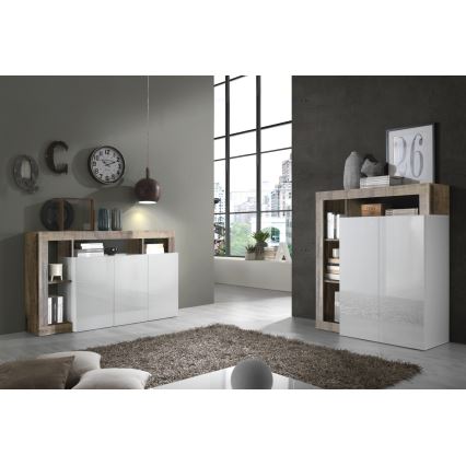 Komoda LENOR biela/hnedá