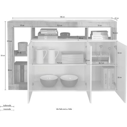 Komoda LENOR biela/hnedá