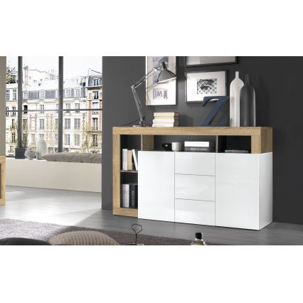 Komoda LENOR biela/hnedá