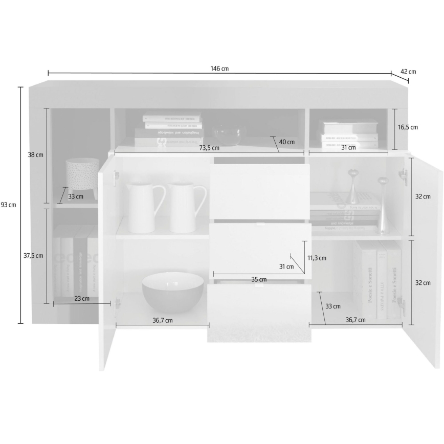 Komoda LENOR biela/hnedá