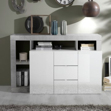 Komoda LENOR biela/šedá betón