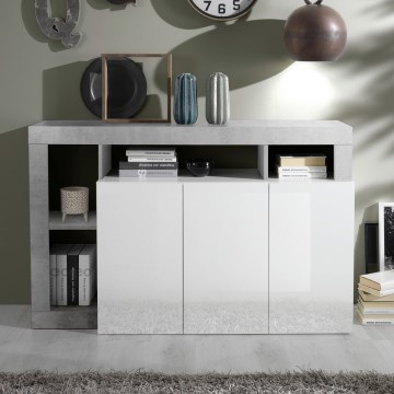 Komoda LENOR biela/šedý betón