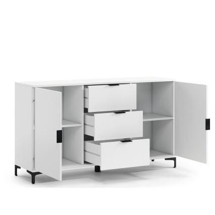 Komoda so zásuvkami a dvierkami LORA biela