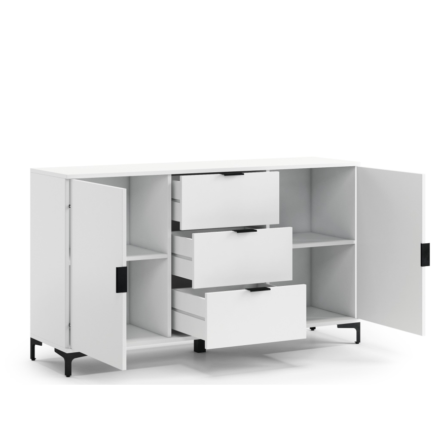 Komoda so zásuvkami a dvierkami LORA biela