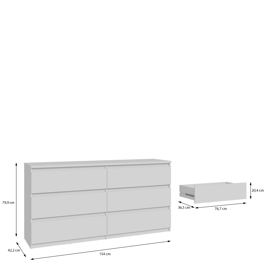 Komoda MAO s zásuvkami, biela