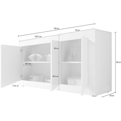 Komoda NERILA biela/hnedá