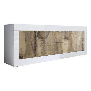 Komoda NERILA biela/hnedá