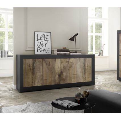 Komoda NERILA čierna/hnedá