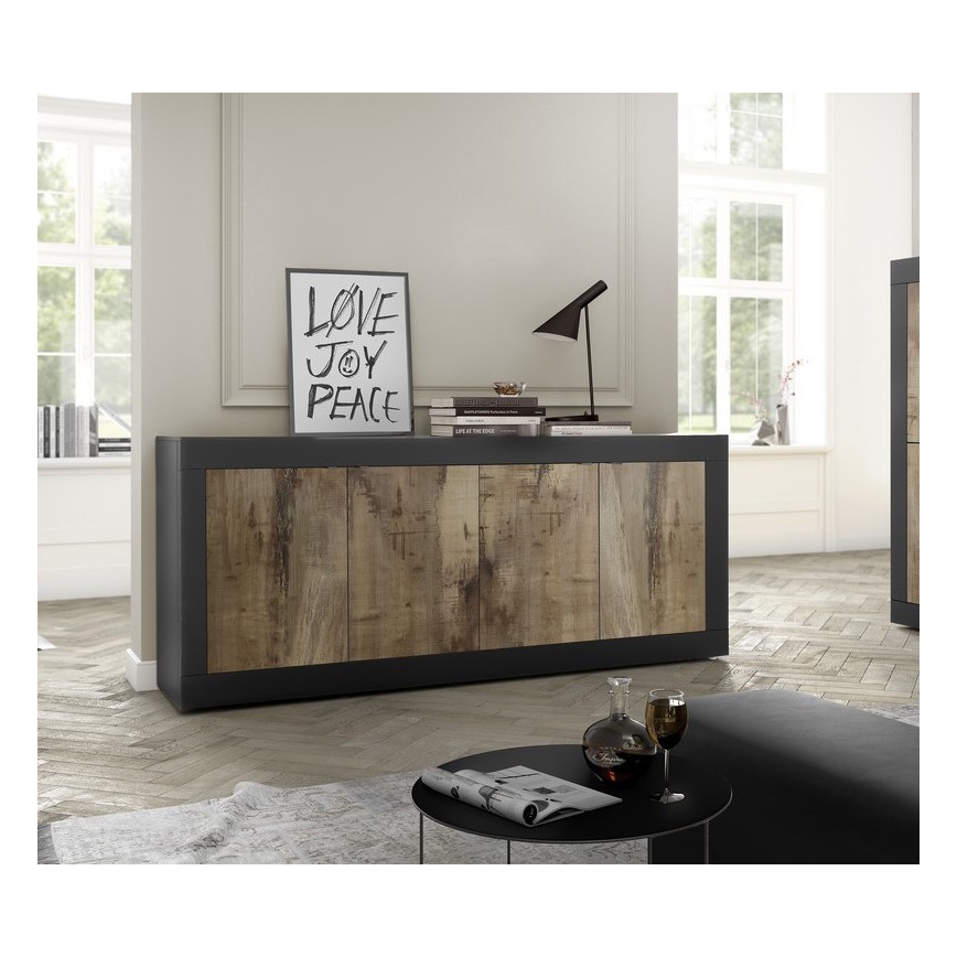 Komoda NERILA čierna/hnedá