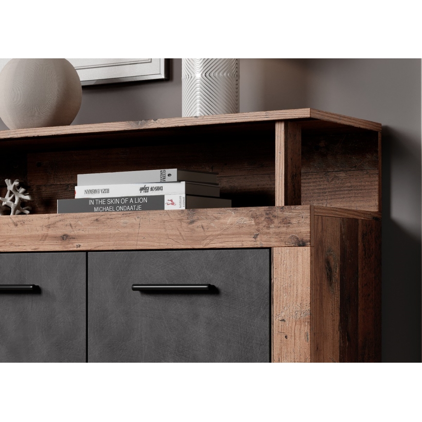 Komoda RUNA 190x96x32 cm tmavohnedá/antracit