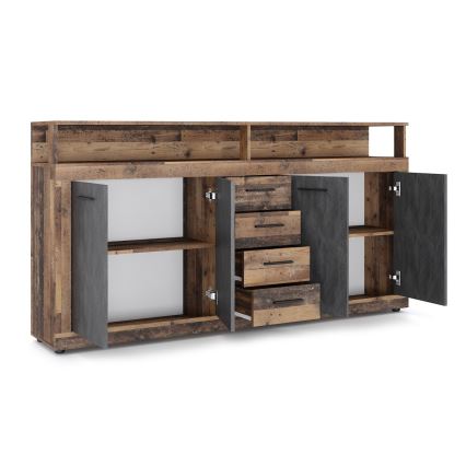 Komoda RUNA 190x96x32 cm tmavohnedá/antracit