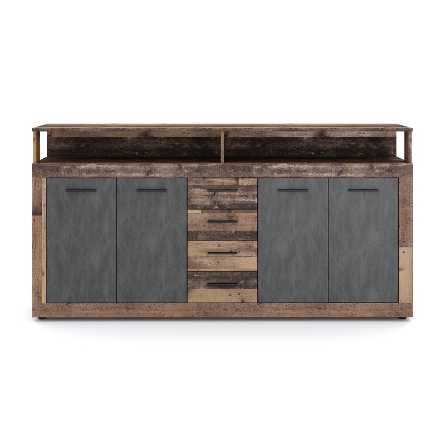 Komoda RUNA 190x96x32 cm tmavohnedá/antracit