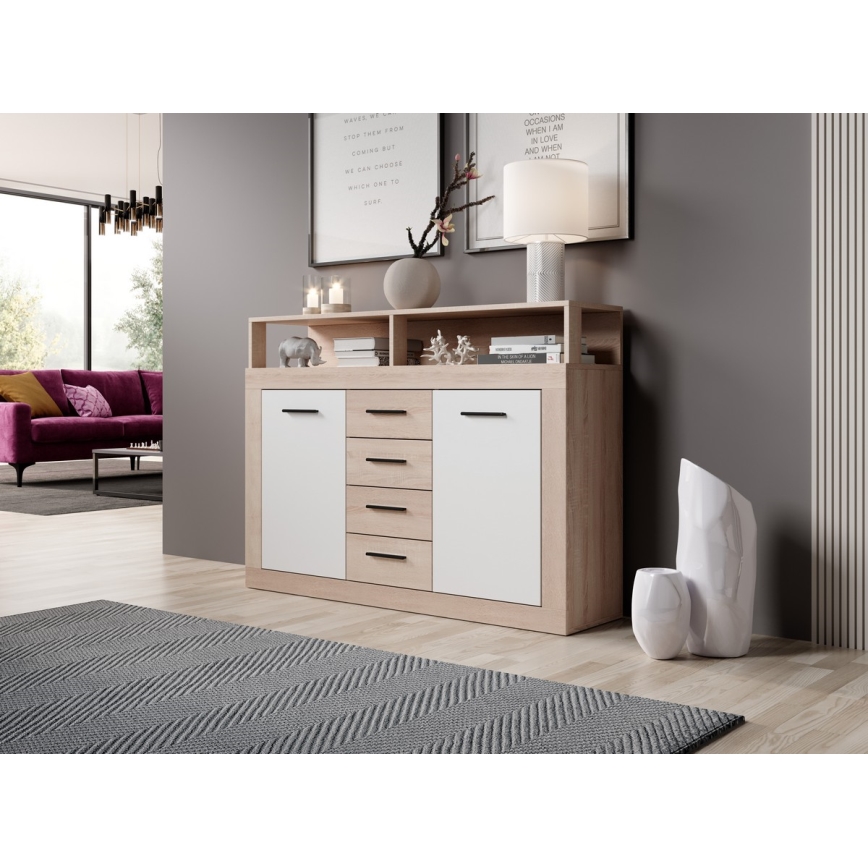 Komoda RUNA dub sonoma/biela