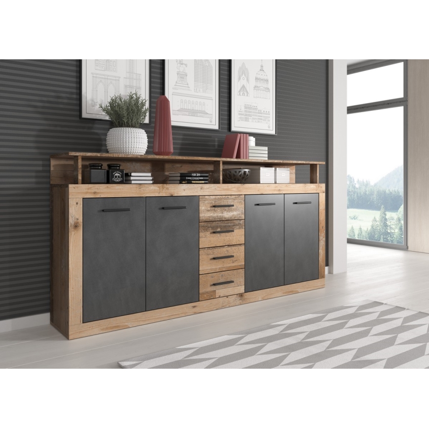 Komoda RUNA svetlohnedá/antracit