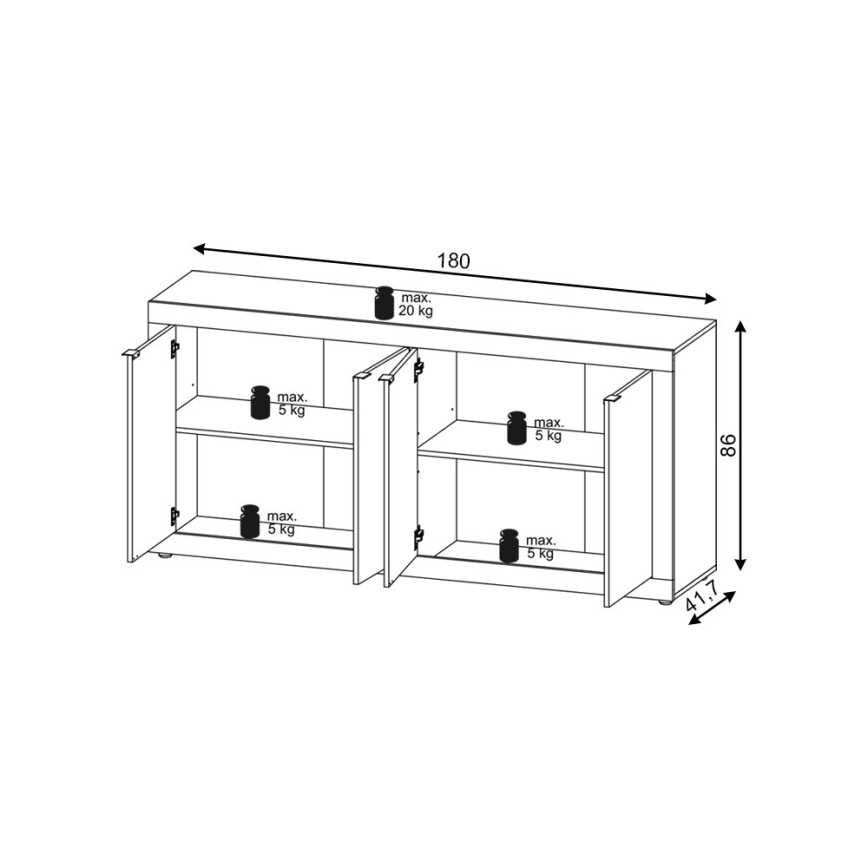 Komoda RUNEA svetlohnedá/antracit