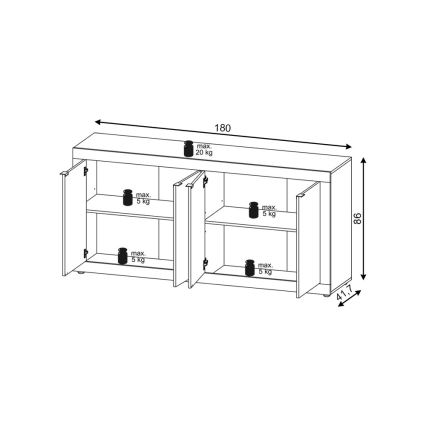 Komoda RUNEA temno rjava/antracit
