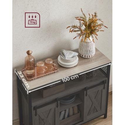 Komoda s posuvnými dverami FIRA taupe/čierna