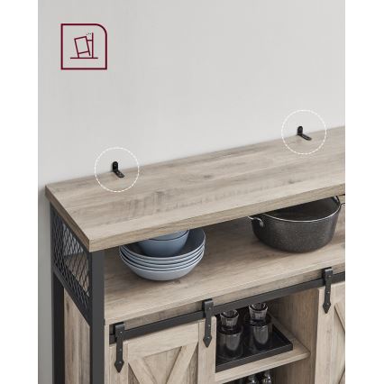 Komoda s posuvnými dverami FIRA taupe/čierna